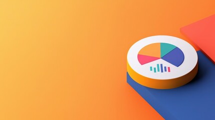 Customer experience interaction data concept. Colorful pie chart on a vibrant gradient background.