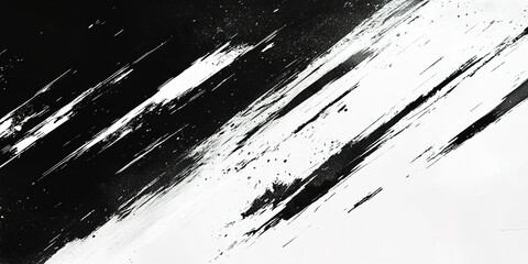 Dynamic black and white abstract artwork showcasing bold brush strokes and textured design