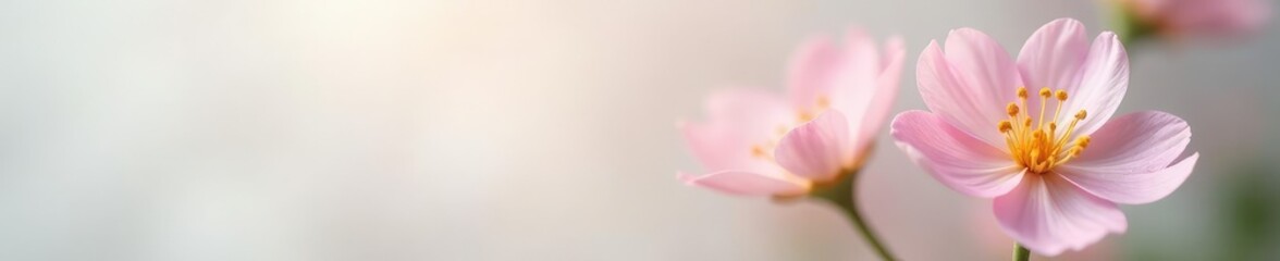 Obraz premium Single flower with delicate petals in soft focus on white background, delicate, soft focus