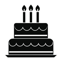 Birthday cake vector silhouette, birthday cake icon