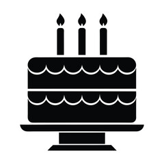 Birthday cake vector silhouette, birthday cake icon