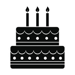 Birthday cake vector silhouette, birthday cake icon