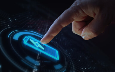 Battery energy charge symbol digital concept 3d illustration
