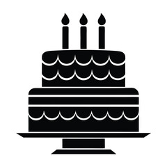 Birthday cake vector silhouette, birthday cake icon