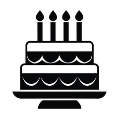 Birthday cake vector silhouette, birthday cake icon