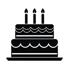 Birthday cake vector silhouette, birthday cake icon