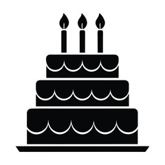 Birthday cake vector silhouette, birthday cake icon