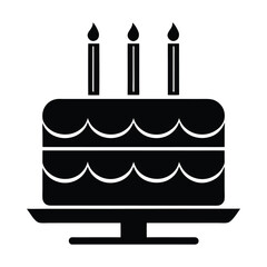 Birthday cake vector silhouette, birthday cake icon