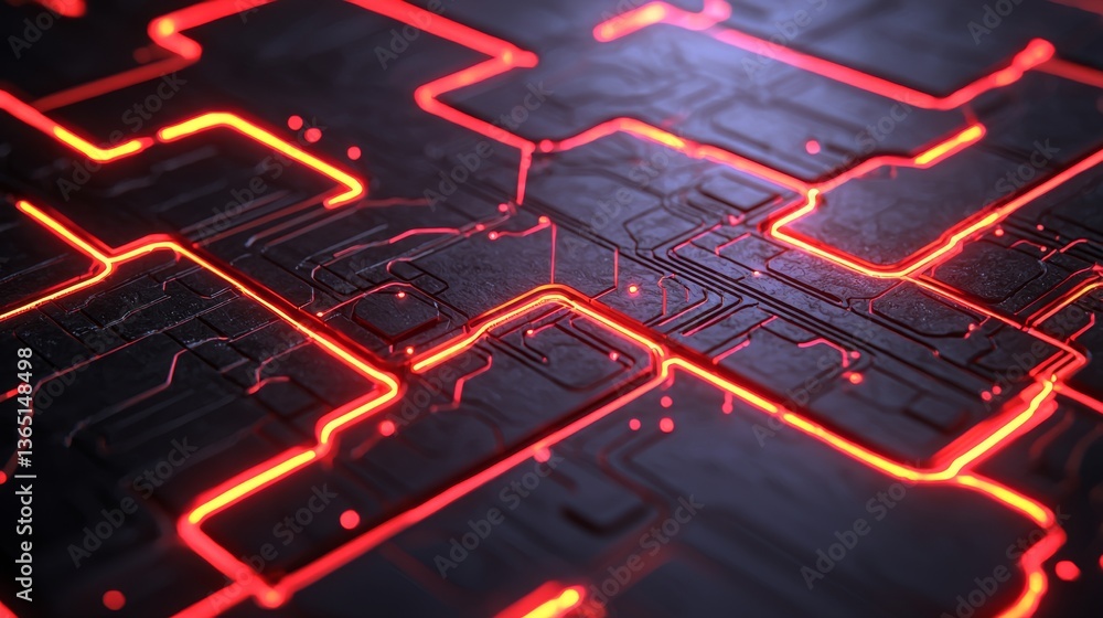 Poster abstract glowing red circuit board design digital art studio visual content futuristic environment c