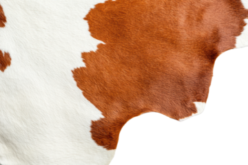 Close-up of brown and white cowhide texture, cut out