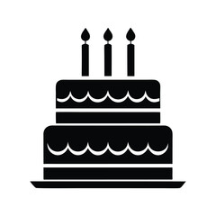 Birthday cake vector silhouette, birthday cake icon