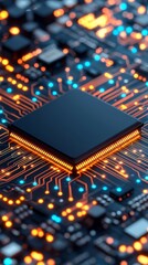 Obraz premium High Tech Microchip Processor Innovation Technology Lab Digital Image Circuit Environment Close-Up View Future Concept