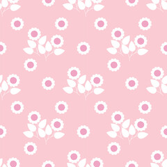 White blossom on pink background pattern, seamless pattern.