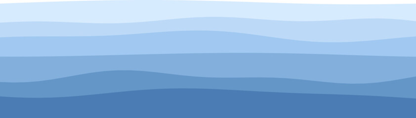 Minimalist abstract landscape with layered blue waves symbolizing tranquility and relaxation.