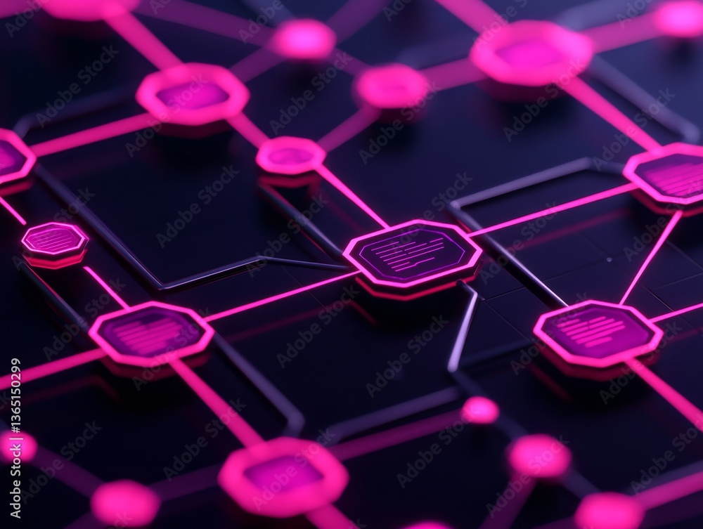 Poster futuristic data flow network visualization digital space abstract art neon environment close-up pers