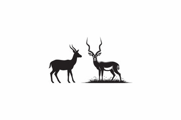 Impala Animal vector silhouette image with white color back round. eps