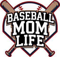 Baseball Mom Life Vector Art - Sports Mother EPS Graphic