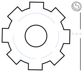 Gear mechanism representing system functionality with a coin icon signifying monetary value. Ideal for finance, productivity, engineering, economy, automation, integration, efficiency, flat simple