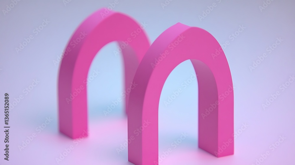 Poster two identical pink arch shapes with gradient background color