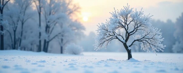 A single willow branch isolated in a snow-covered landscape, frozen,