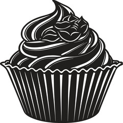 Pink cupcake vector with cream frosting and cherry