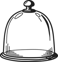 illustration of a glass dome cloche transparent cover for display or protection