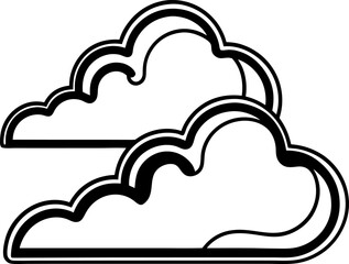 Fototapeta premium Outline of two clouds in simple black and white design