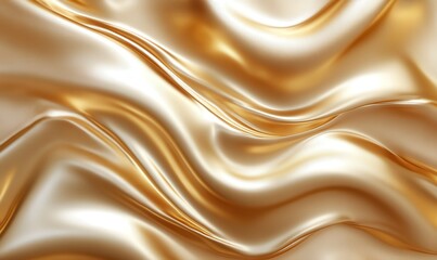 Fototapeta premium Luxurious golden silk fabric with smooth, flowing texture and reflective shine.