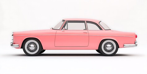 3D model of a pink vintage car on a white background
