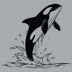 Obraz premium a vaquita porpoise breaking the water’s surface silhouette vector design art and illustration