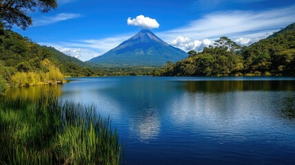 Fototapeta premium Huehuetenango Landscape: Brava Lake and Mountain Views in Guatemala