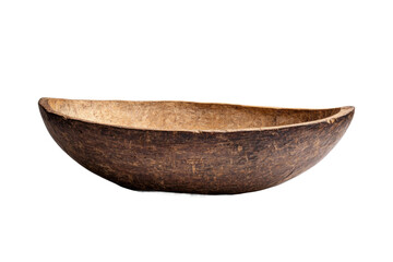 Rustic coconut shell bowl for eco-friendly serving and decoration, cut out