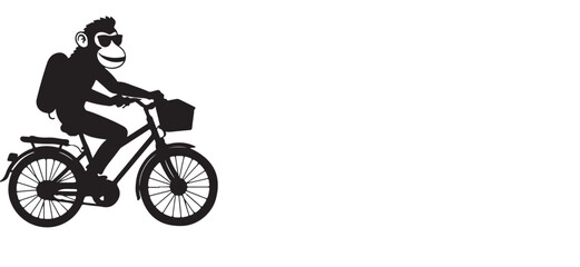 Fototapeta premium silhouette of a monkey riding a bike