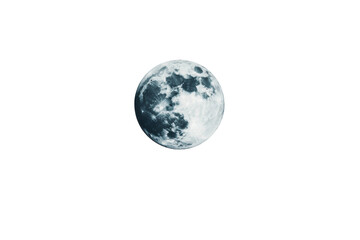 Fototapeta premium Full moon in dark sky capturing lunar details and craters at night, cut out