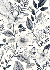 Hand Drawn Flower Illustration Elegant Botanical Sketch in Vintage Style