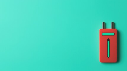 Obraz premium Cyber security Awareness password training concept. Bright red tool against a teal background, minimalistic design.