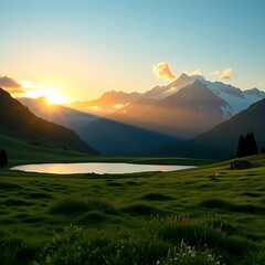 sunset in the mountains