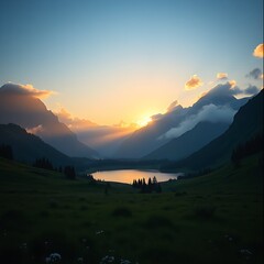 sunrise over the mountains