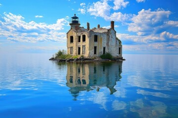 Obraz premium Isle Royale National Park - Rock Harbor Lighthouse on Lake Superior Coastline in Michigan, USA