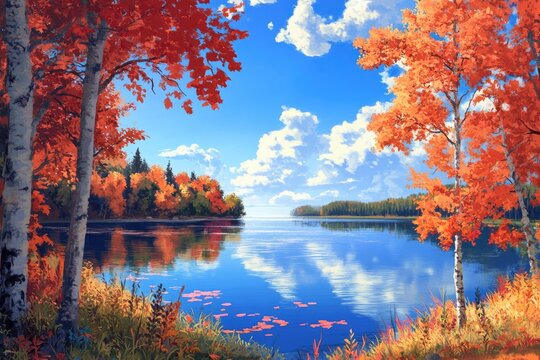 Itasca. Mississippi River in Bemidji Minnesota: A Beautiful Autumn Landscape