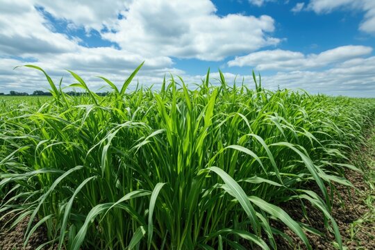 Johnson Grass Fields: Lush Green Grass in a Summer Meadow Landscape