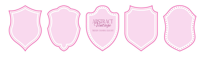 Set of vintage label and badges shape collections. Protect shield security frame. Elegant coquette borders