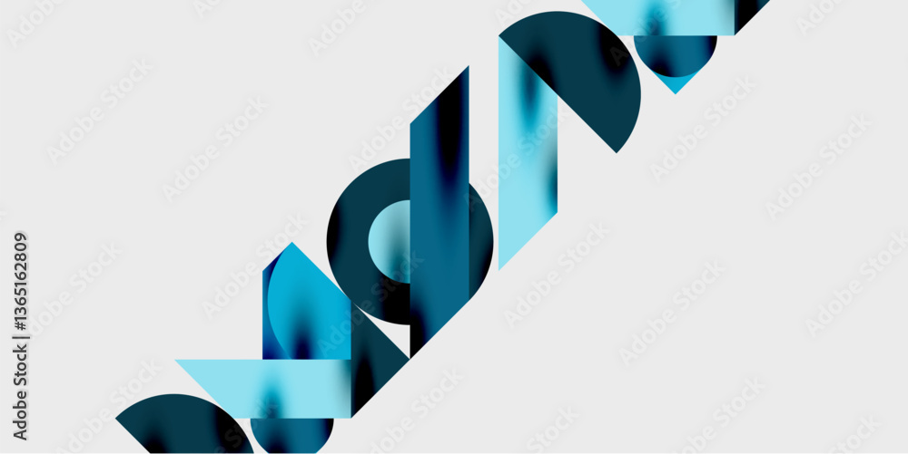 Poster Modern abstract background featuring circles, lines, and triangles in a dynamic geometric composition. Perfect for stylish, tech, or creative-themed designs