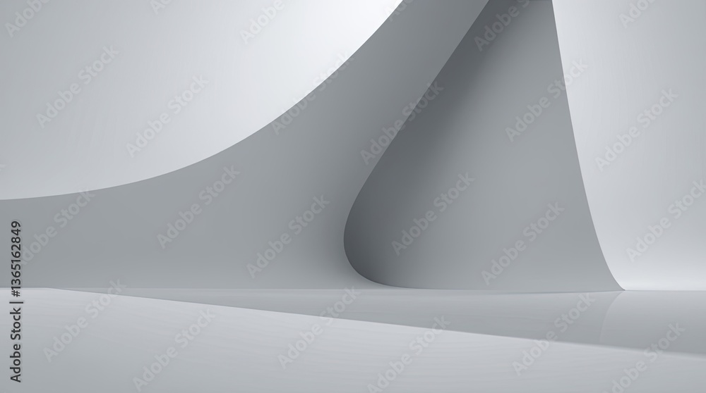 Poster abstract curves create a modern design with a gray palette