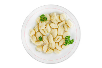 Gnocchi tasty fresh delicious gourmet food background table rustic food top view copy space keto...