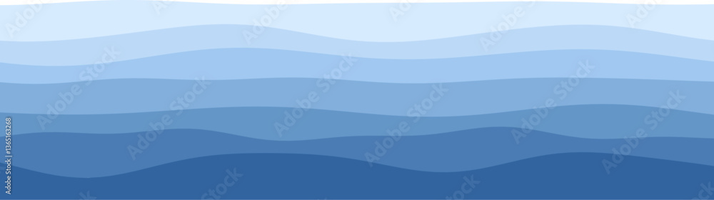 Poster abstract blue ocean waves pattern in gradient tones.