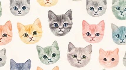 Watercolor Kitten Heads