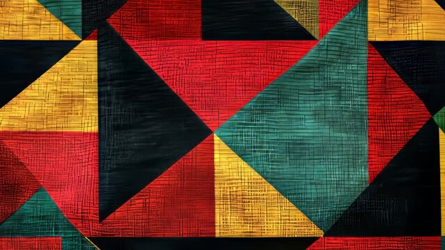 Seamless geometric pattern on fabric, rich textures and bold colors