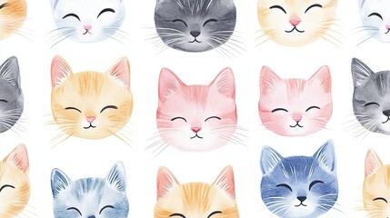 Fototapeta premium Watercolor Kitten Heads