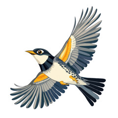 Obraz premium Soaring Symphony: A colorful bird in mid-flight, wings spread wide against an elegant background.Capturing the essence of freedom and movement in a captivating illustration.